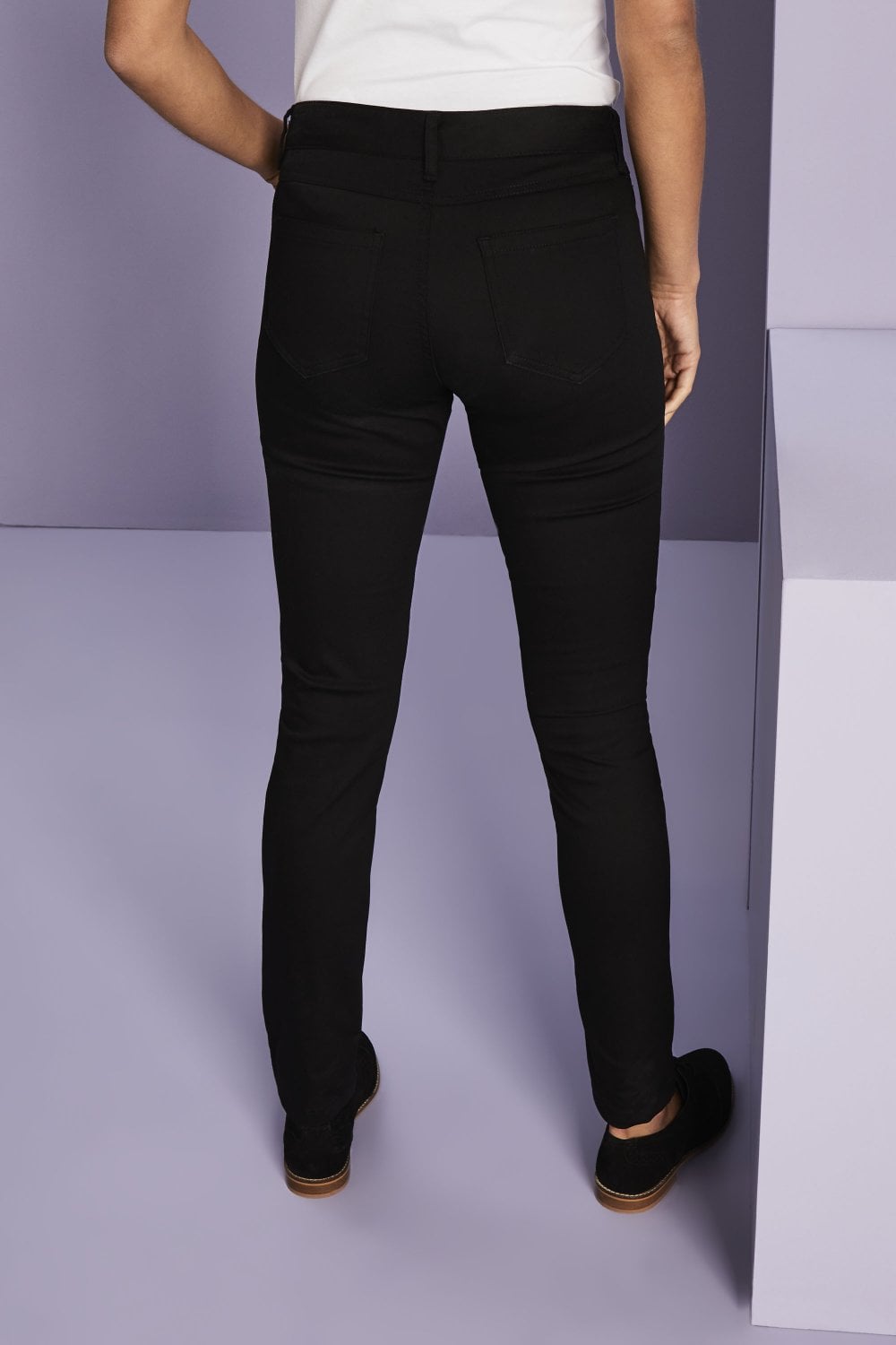 black stretch slim leg trousers